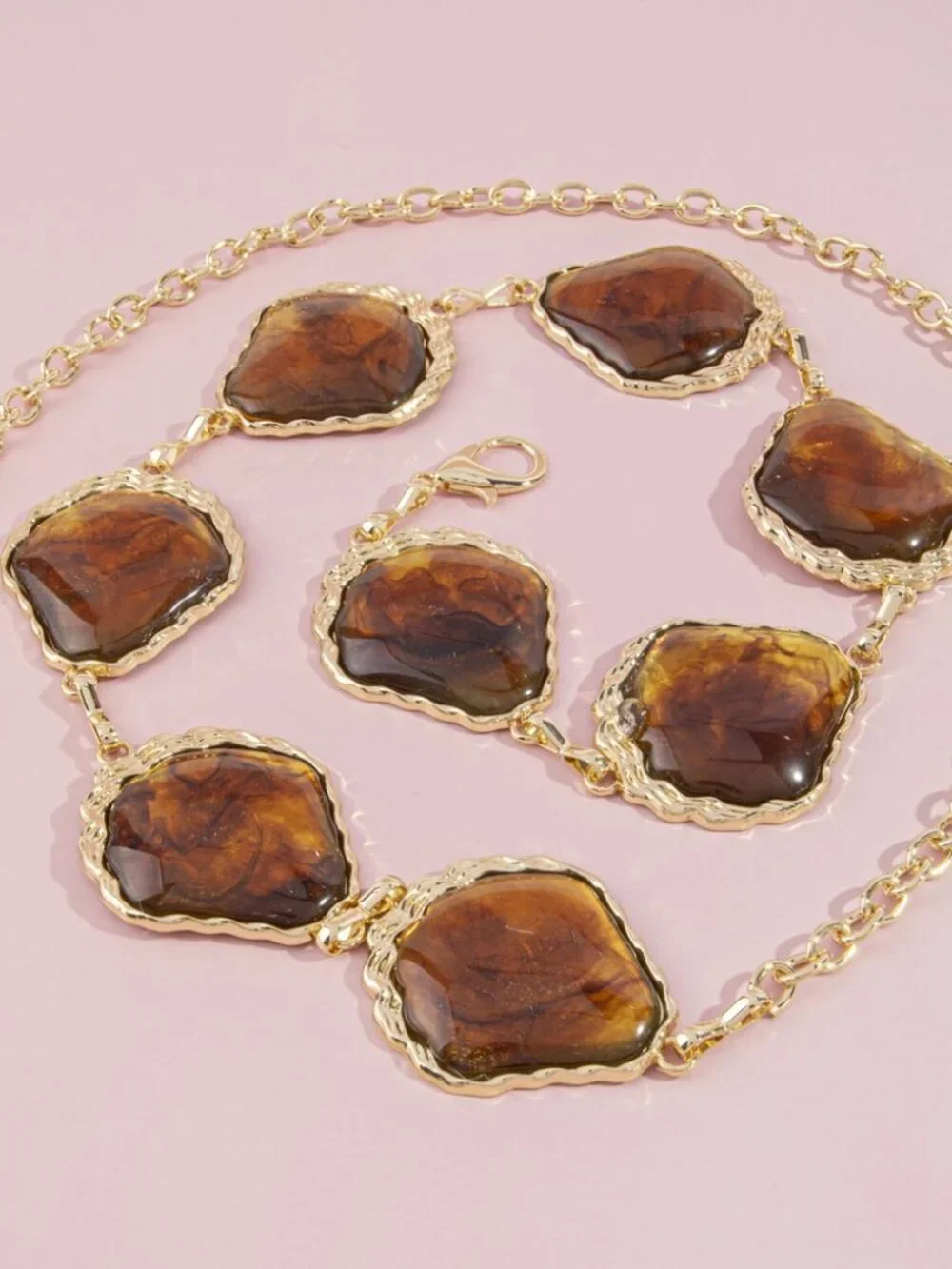 Chunky Marbled Stone Link Chain Belt